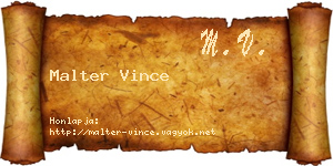 Malter Vince névjegykártya